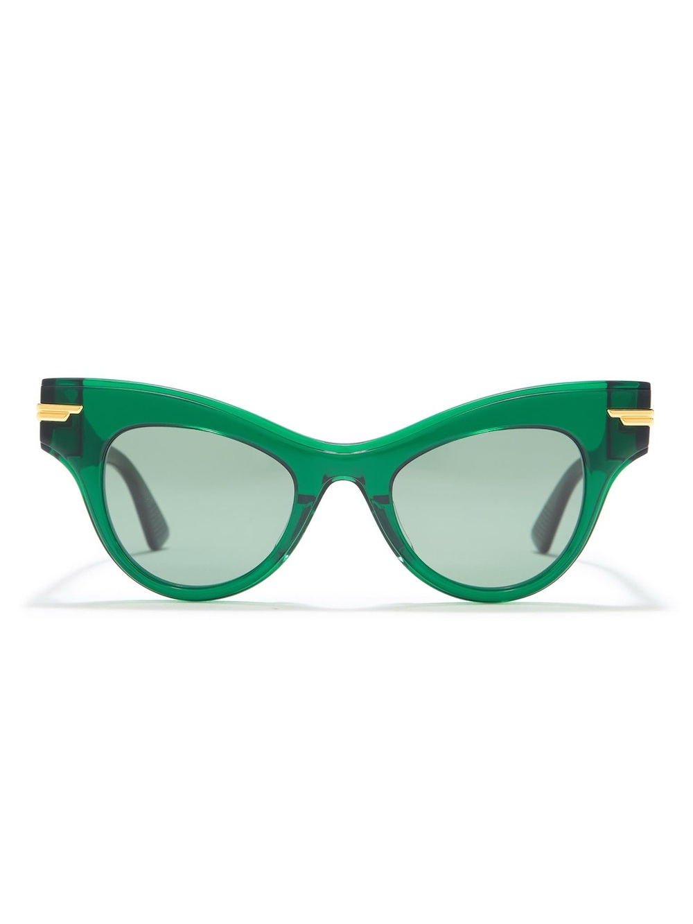 Bottega Veneta Green Cat-Eye Sunglasses with Gold Accents